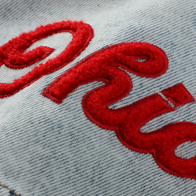 Women's Hype and Vice Denim Ohio State Buckeyes Lightwash Cropped Button-Up Jean Jacket