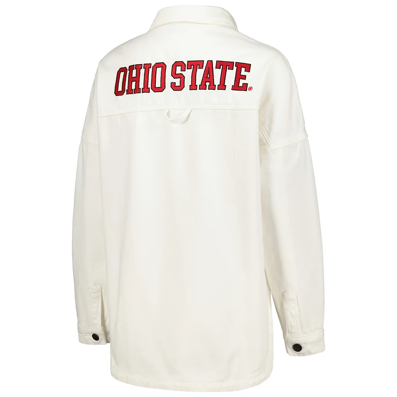 Veste blanche à boutons-pression Hype and Vice pour femmes Ohio State Buckeyes Multi-Hit Hometown