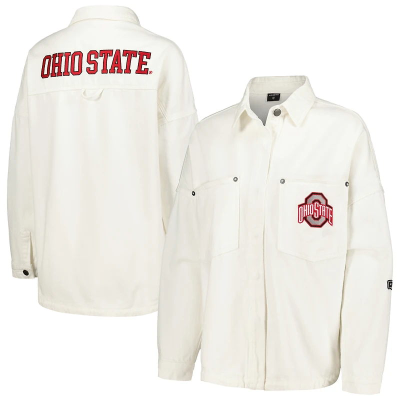 Veste blanche à boutons-pression Hype and Vice pour femmes Ohio State Buckeyes Multi-Hit Hometown