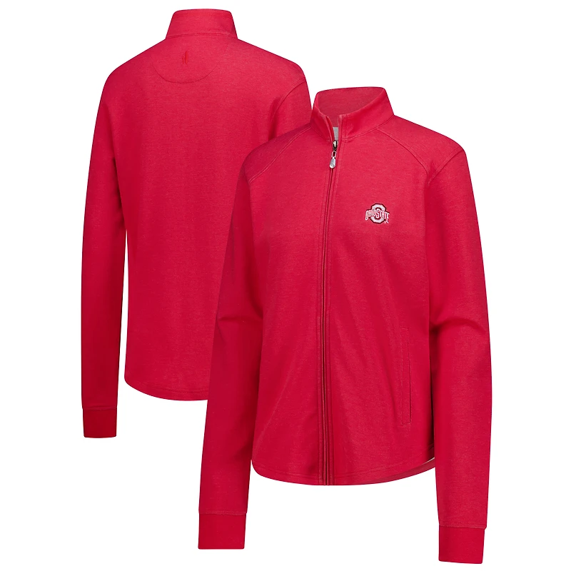 Veste johnnie-O Scarlet Ohio State Buckeyes Tomi à fermeture éclair intégrale en mélange de trois matières pour femmes