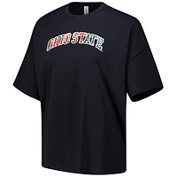 T-shirt à imprimé floral noir pour femme Lusso Ohio State Buckeyes