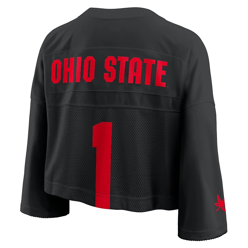 Maillot court Nike noir Ohio State Buckeyes en maille Dri-FIT pour femme