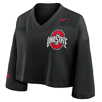 Maillot court Nike noir Ohio State Buckeyes en maille Dri-FIT pour femme