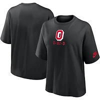 T-shirt Nike noir pour femme, coupe boxy, Legacy Established, Ohio State Buckeyes