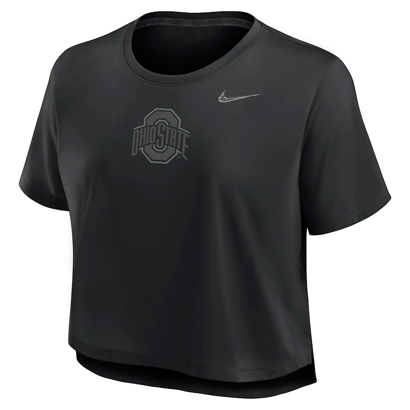 Women's Nike Black Ohio State Buckeyes Performance Cropped T-Shirt