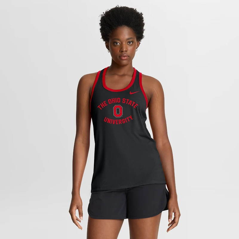 Women's Nike Black Ohio State Buckeyes Uni Name Tri-Blend Dri-FIT Tank Top