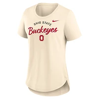 Women's Nike  Cream Ohio State Buckeyes Script Logo Tri-Blend T-Shirt