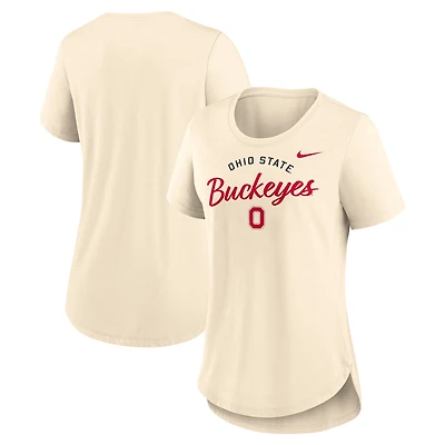 Women's Nike  Cream Ohio State Buckeyes Script Logo Tri-Blend T-Shirt