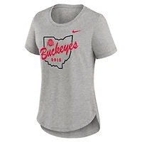Women's Nike Heather Gray Ohio State Buckeyes Local Campus Location Mantra Tri-Blend T-Shirt