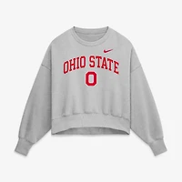 Sweat-shirt oversize Nike pour femme, gris chiné, Ohio State Buckeyes, motif arche de phénix