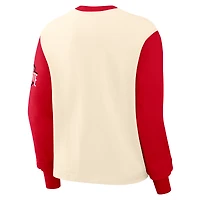 Women's Nike Natural/Scarlet Ohio State Buckeyes Color-Block Boxy Long Sleeve T-Shirt