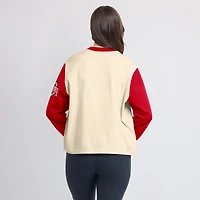 Women's Nike Natural/Scarlet Ohio State Buckeyes Color-Block Boxy Long Sleeve T-Shirt