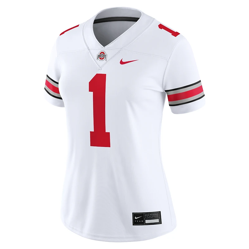 Maillot de match Nike #1 Ohio State Buckeyes blanc pour femme