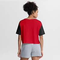 Women's Nike Scarlet/Black Ohio State Buckeyes Color-Block Script Dri-FIT Cropped T-Shirt