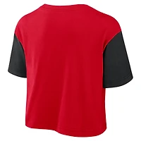 T-shirt court Nike Dri-FIT pour femme, color-block, écarlate/noir, Ohio State Buckeyes