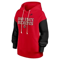 Women's Nike Scarlet/Black Ohio State Buckeyes Oversized Legacy Phoenix Pullover Hoodie