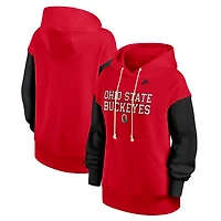 Women's Nike Scarlet/Black Ohio State Buckeyes Oversized Legacy Phoenix Pullover Hoodie