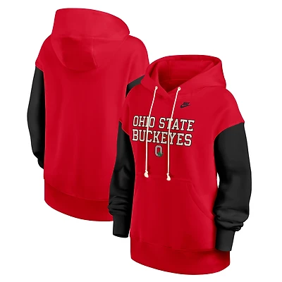 Sweat à capuche surdimensionné Legacy Phoenix des Ohio State Buckeyes pour femme Nike Scarlet/Black