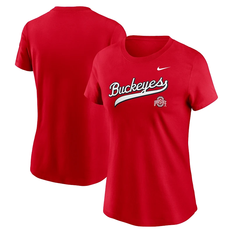 T-shirt Nike Scarlet Ohio State Buckeyes Local Script pour femme