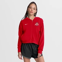 Sweat à capuche court zippé Nike Scarlet Ohio State Buckeyes Mantra pour femme