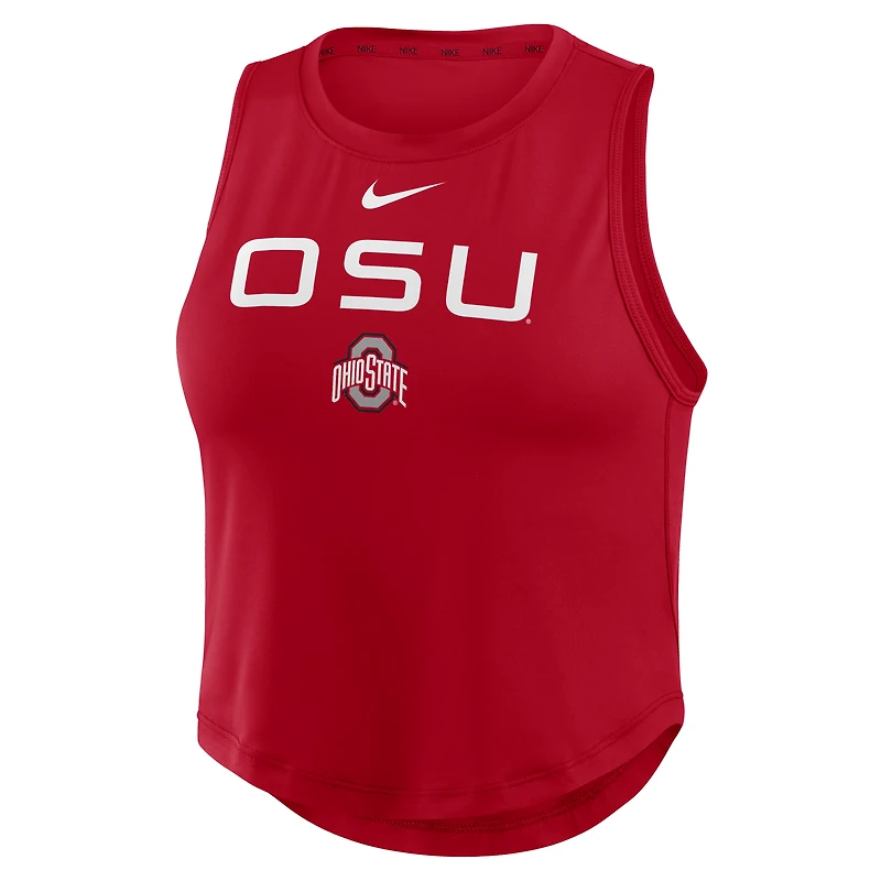 Débardeur court Nike Scarlet Ohio State Buckeyes One Dri-FIT pour femme