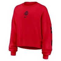 Women's Nike Scarlet Ohio State Buckeyes Oversized Phoenix Pullover Sweatshirt