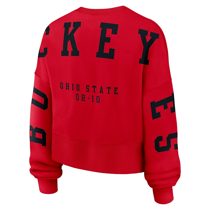 Women's Nike Scarlet Ohio State Buckeyes Oversized Phoenix Pullover Sweatshirt
