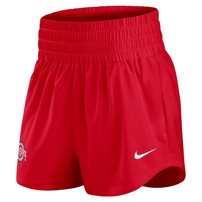 Short taille haute Nike Scarlet Ohio State Buckeyes Performance One Dri-FIT pour femme