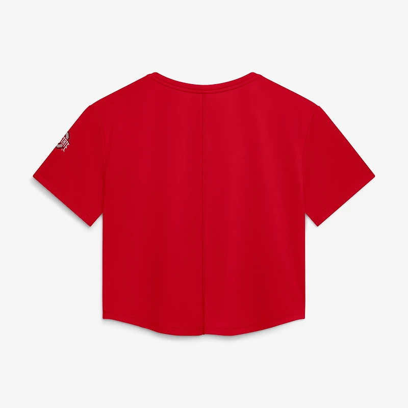 Haut court Nike Scarlet Ohio State Buckeyes pour femme, technologie Dri-FIT Premium Performance.