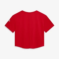 Haut court Nike Scarlet Ohio State Buckeyes pour femme, technologie Dri-FIT Premium Performance.
