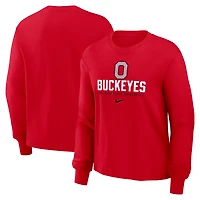 T-shirt à manches longues Nike Scarlet Ohio State Buckeyes Primetime University pour femme