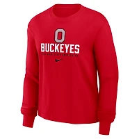 T-shirt à manches longues Nike Scarlet Ohio State Buckeyes Primetime University pour femme