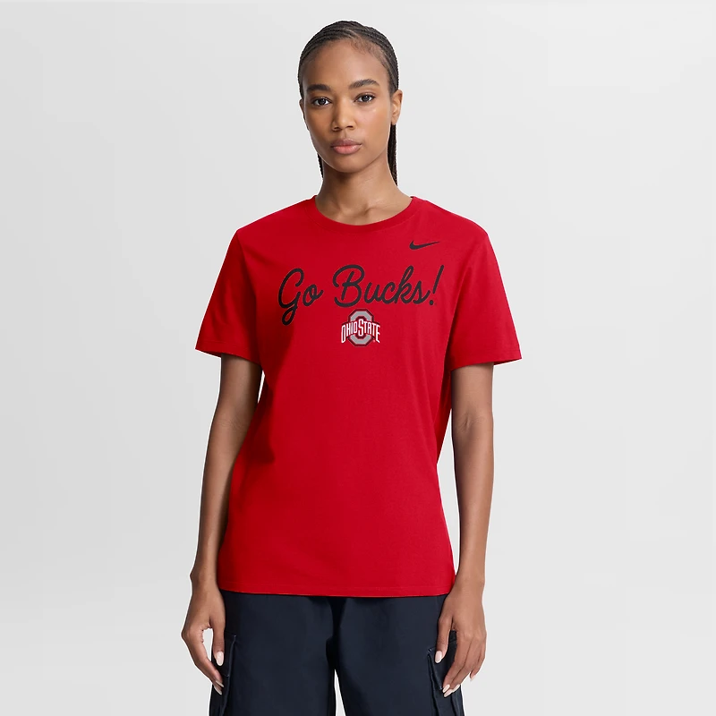 Women's Nike Scarlet Ohio State Buckeyes Script Mantra Logo T-Shirt
