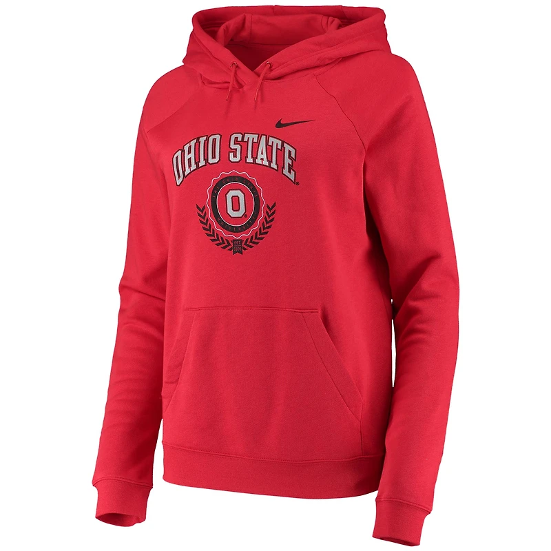 Women's Nike Scarlet Ohio State Buckeyes Varsity Fleece Tri-Blend Raglan Pullover Hoodie