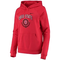 Women's Nike Scarlet Ohio State Buckeyes Varsity Fleece Tri-Blend Raglan Pullover Hoodie