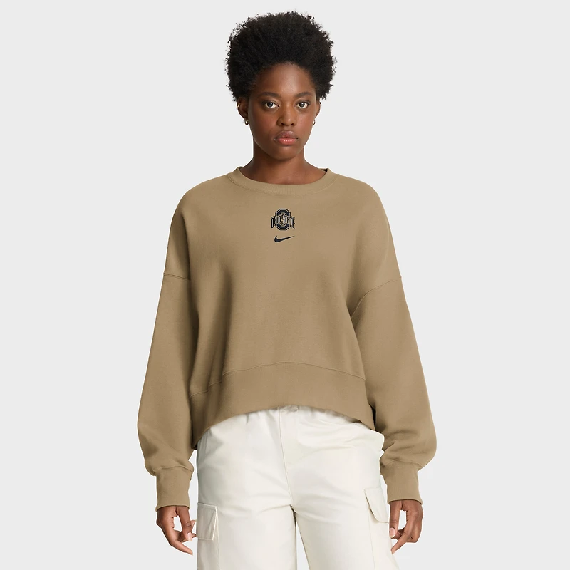 Women's Nike Tan Ohio State Buckeyes Oversized Phoenix Pullover Sweatshirt