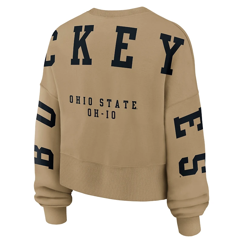Women's Nike Tan Ohio State Buckeyes Oversized Phoenix Pullover Sweatshirt