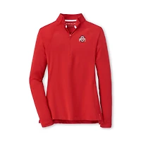 Women's Peter Millar  Scarlet Ohio State Buckeyes Raglan Perth Quarter-Zip Top