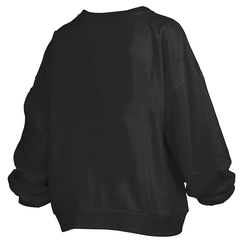 Women's Pressbox Black Ohio State Buckeyes Big Aug Script Janice Oversized Pullover Sweatshirt