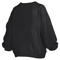 Women's Pressbox Black Ohio State Buckeyes Janise Arch Over Logo Waist Length Oversized Pullover Sweatshirt
