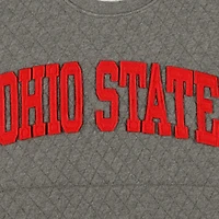Women's Pressbox  Heather Charcoal Ohio State Buckeyes Moose Quilted Pullover Sweatshirt