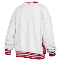 Women's Pressbox Heather Gray/Scarlet Ohio State Buckeyes Endzone Crewneck Sweatshirt