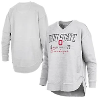 Sweat-shirt poncho à col en V pour femme, gris chin
