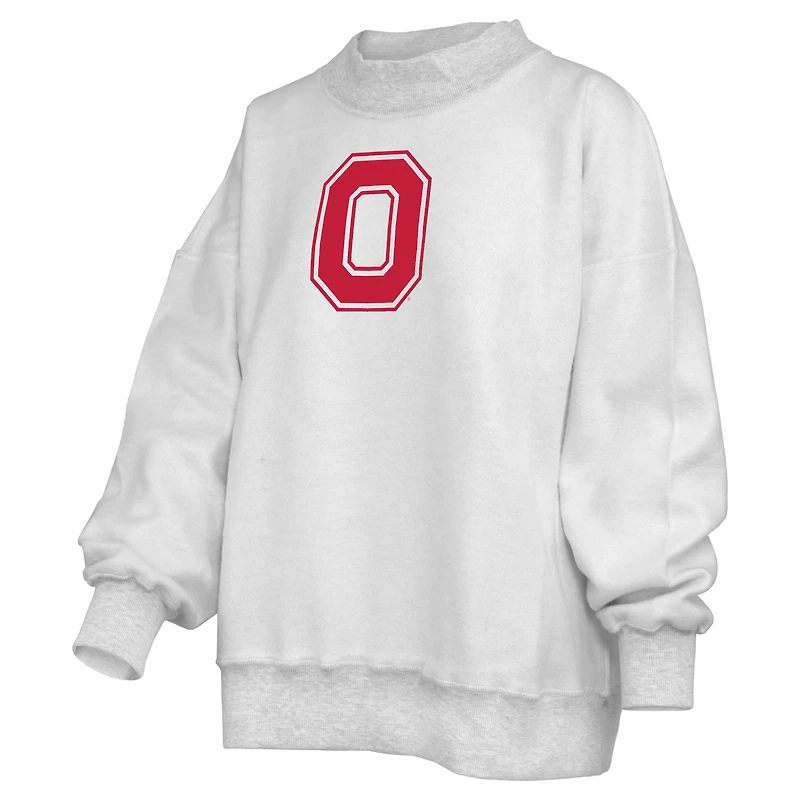 Women's Pressbox  Heather Gray Ohio State Buckeyes Reversible Sweatshirt