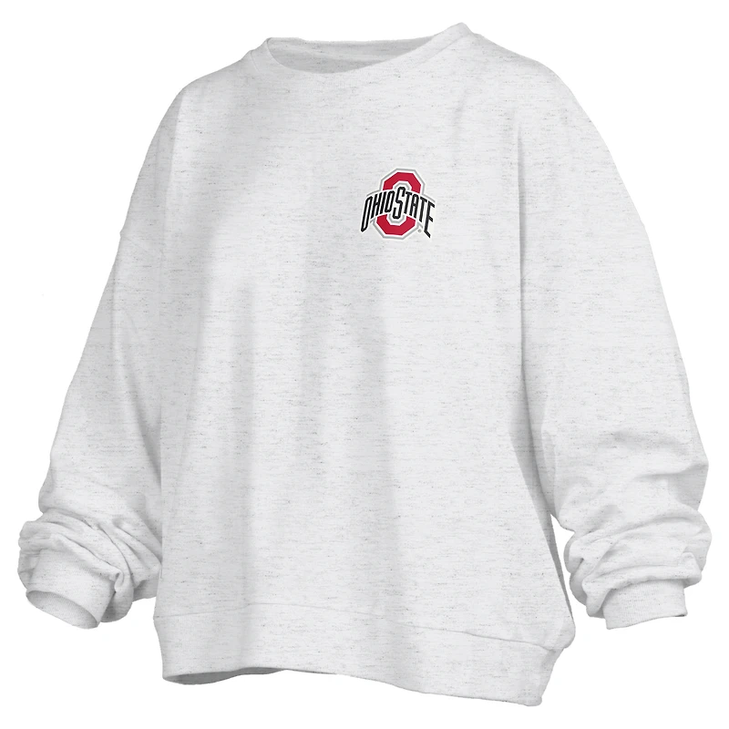 Sweat-shirt surdimensionné Janise Melange pour femme, longueur à la taille, motif Ohio State Buckeyes, imprimé avoine Pressbox