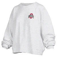 Sweat-shirt surdimensionné Janise Melange pour femme, longueur à la taille, motif Ohio State Buckeyes, imprimé avoine Pressbox