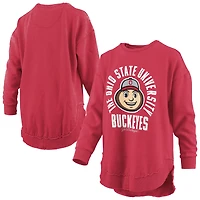 T-shirt à manches longues Pressbox Scarlet Ohio State Buckeyes Blitz pour femmes