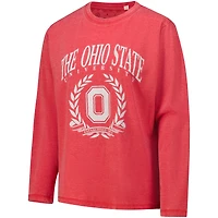 T-shirt à manches longues Pressbox Scarlet Ohio State Buckeyes Chandler Olive Leaf Arch pour femmes
