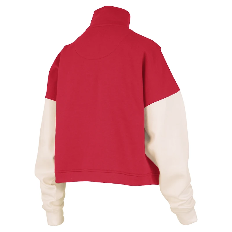 Sweat-shirt à fermeture éclair quart de tour pour femme, color-block, imprimé Ferrara, des Ohio State Buckeyes, la Pressbox Scarlet