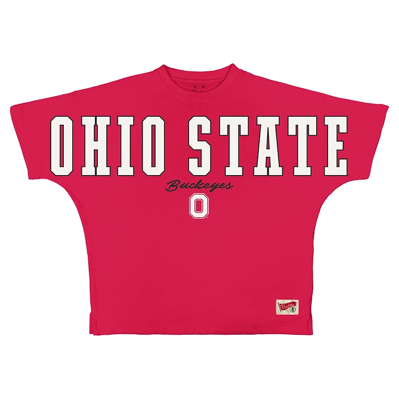 T-shirt oversize en flanelle écarlate Pressbox pour femmes, Ohio State Buckeyes